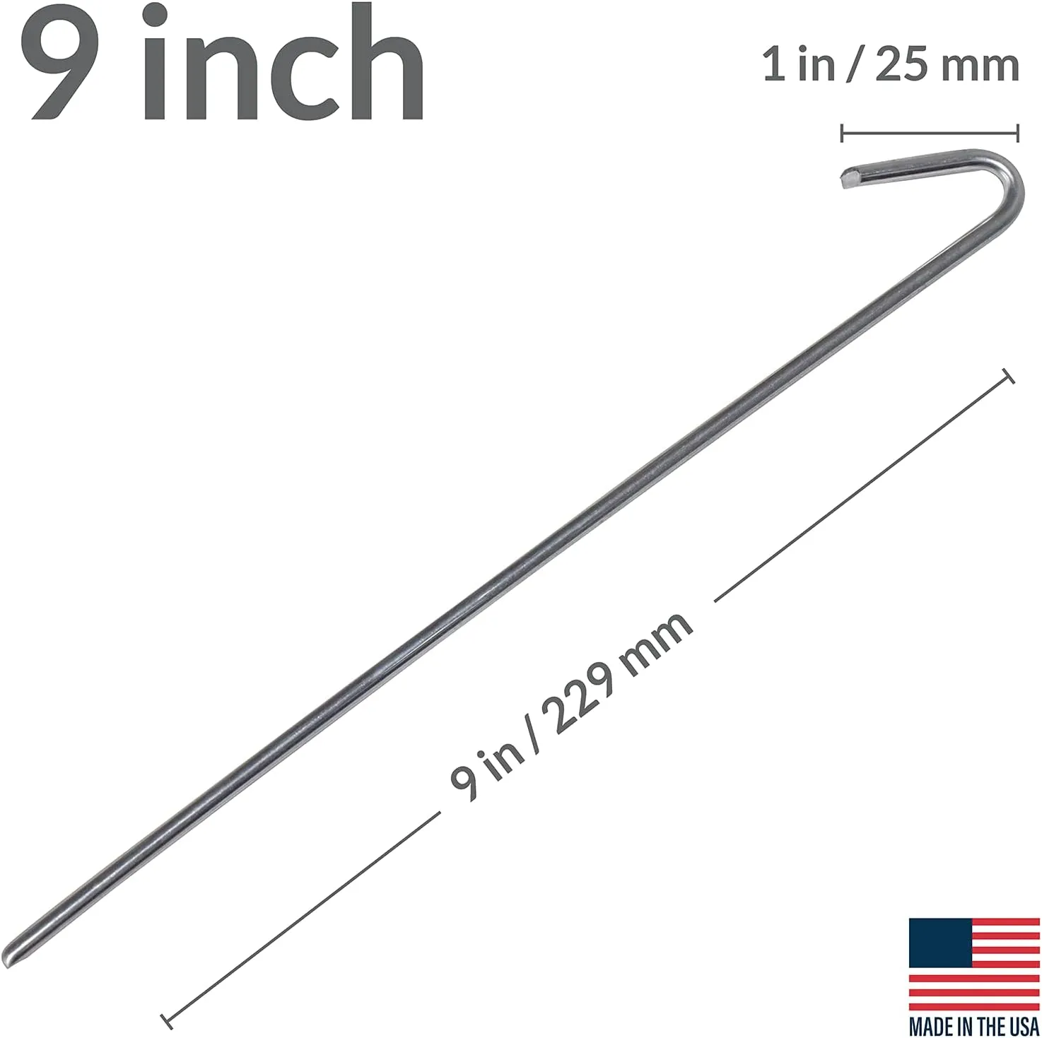 Pinnacle Mercantile 60 Pack Tent Stakes Metal Garden Edging Fence Hooks Pegs Christmas Decoration Stakes Made USA 9 inches Long