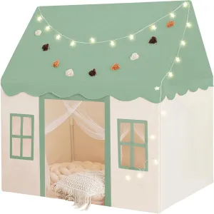 Play Tent with Mat, Star Light Large Kids Playhouse with Windows Easy to Wash, Indoor and Outdoor Play Tents for Kids, Little Dove Toys for Girls, Boys, 47x40x52 (Green Playhouse, Large Size)