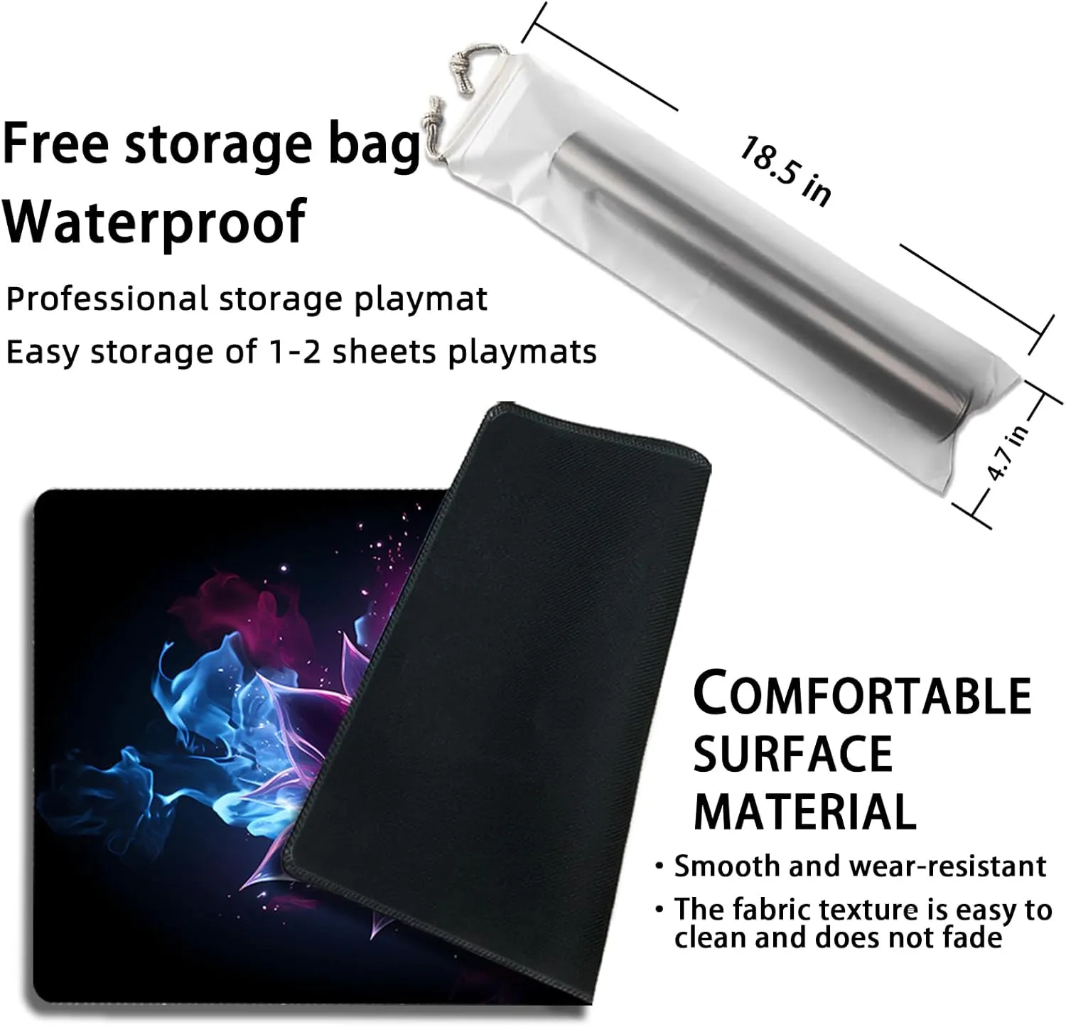 Playmat for MTG, with Free Storage Bags,Game Mat 24 x 14 inches, TCG and Board Game Mat for Cards,Mousepad Desk Mats (Lotus 2-Regular)