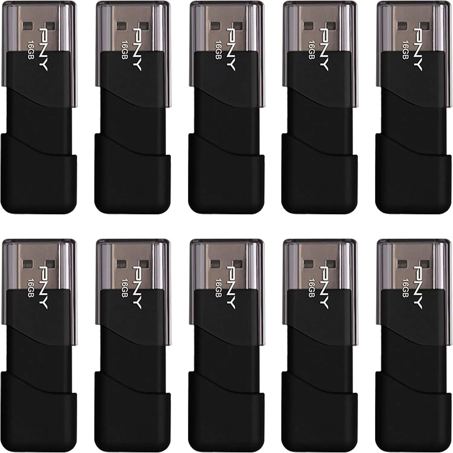 PNY 16GB Attaché 3 USB 2.0 Flash Drive, Black 10 Count (Pack of 1)