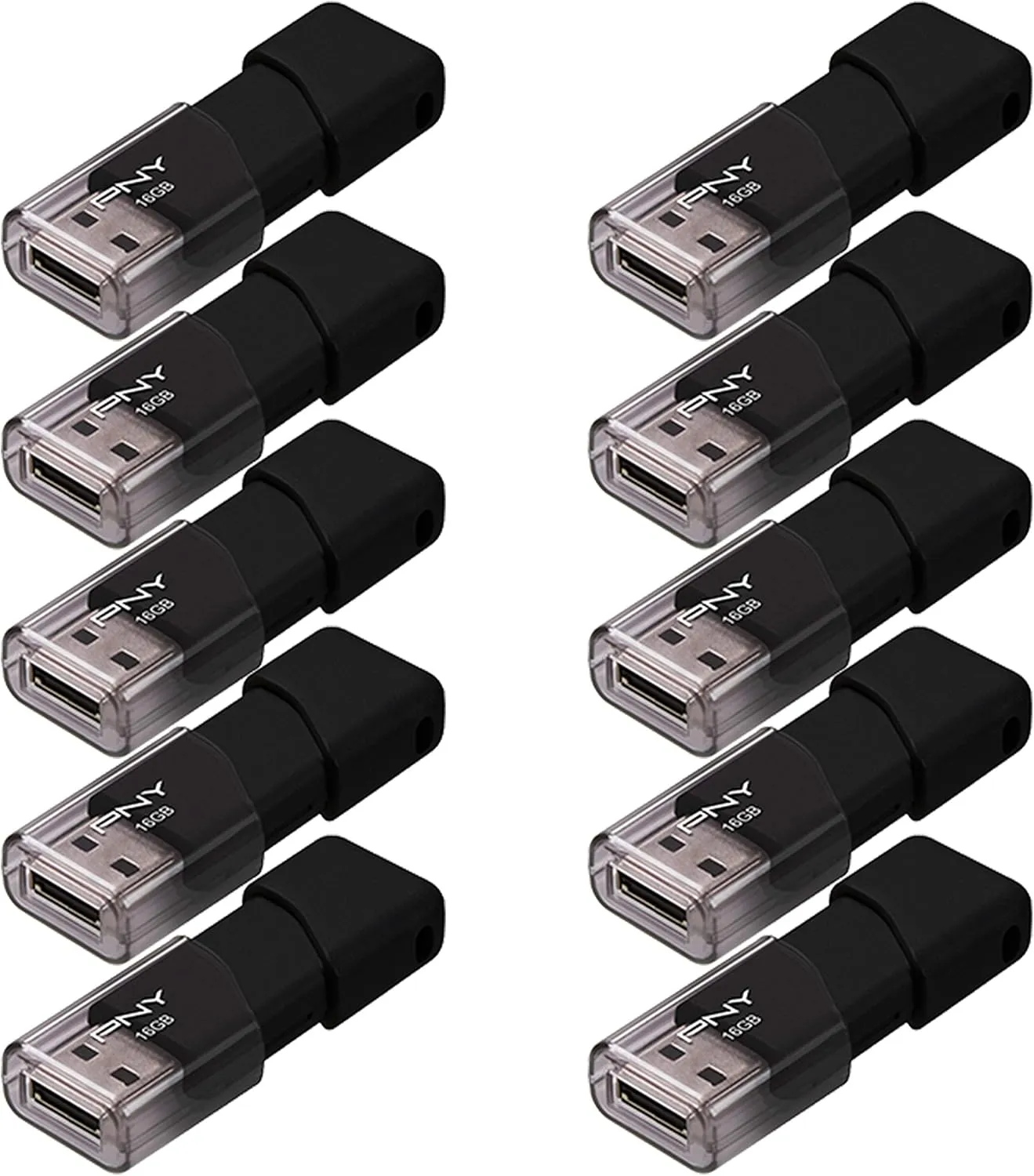 PNY 16GB Attaché 3 USB 2.0 Flash Drive, Black 10 Count (Pack of 1)