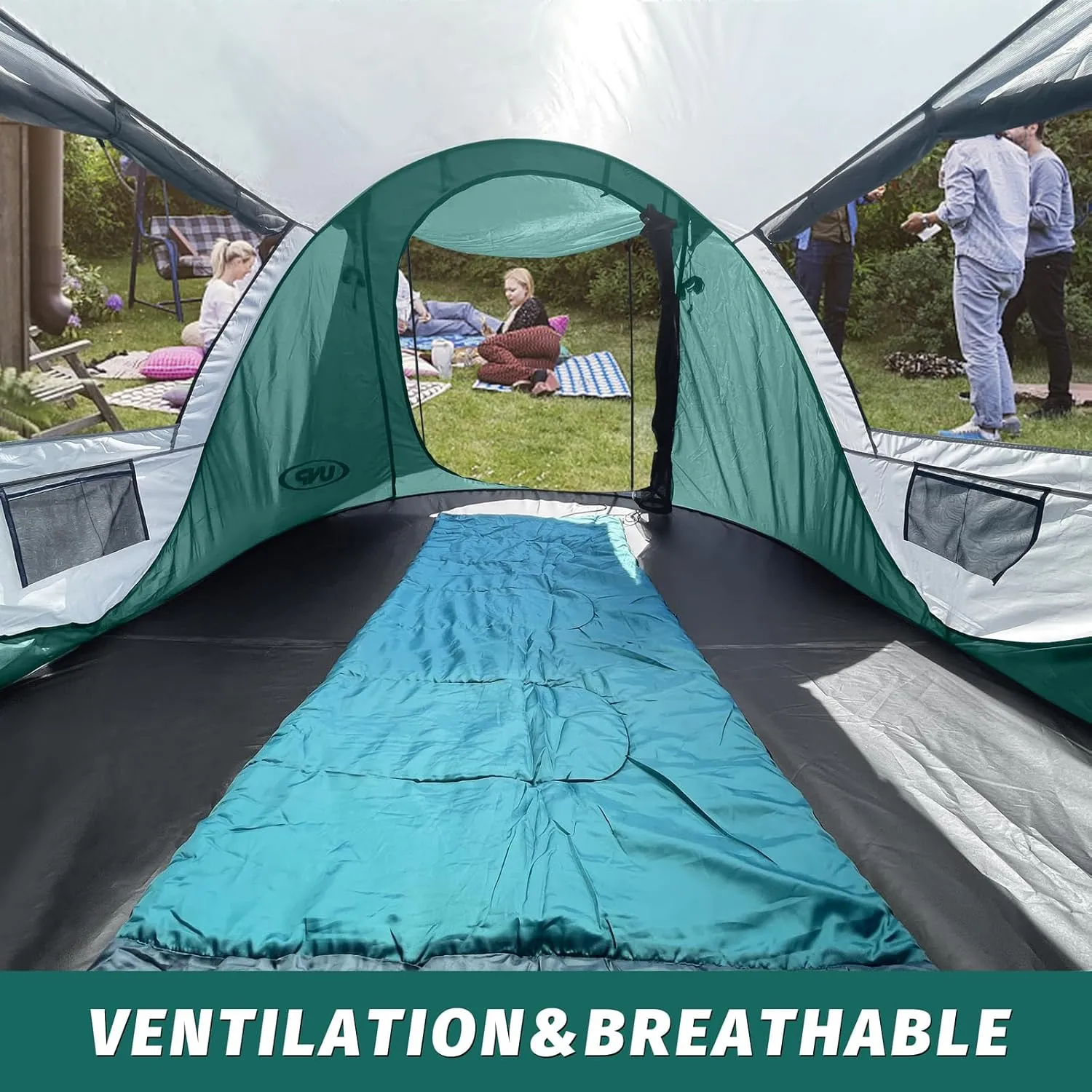 Pop-up Tent, 3 Person Camping Tent, Instant Portable Beach Tent, Easy Pop Up Shade Tents 2 Doors for Camping Hiking & Traveling with Carrying Bag
