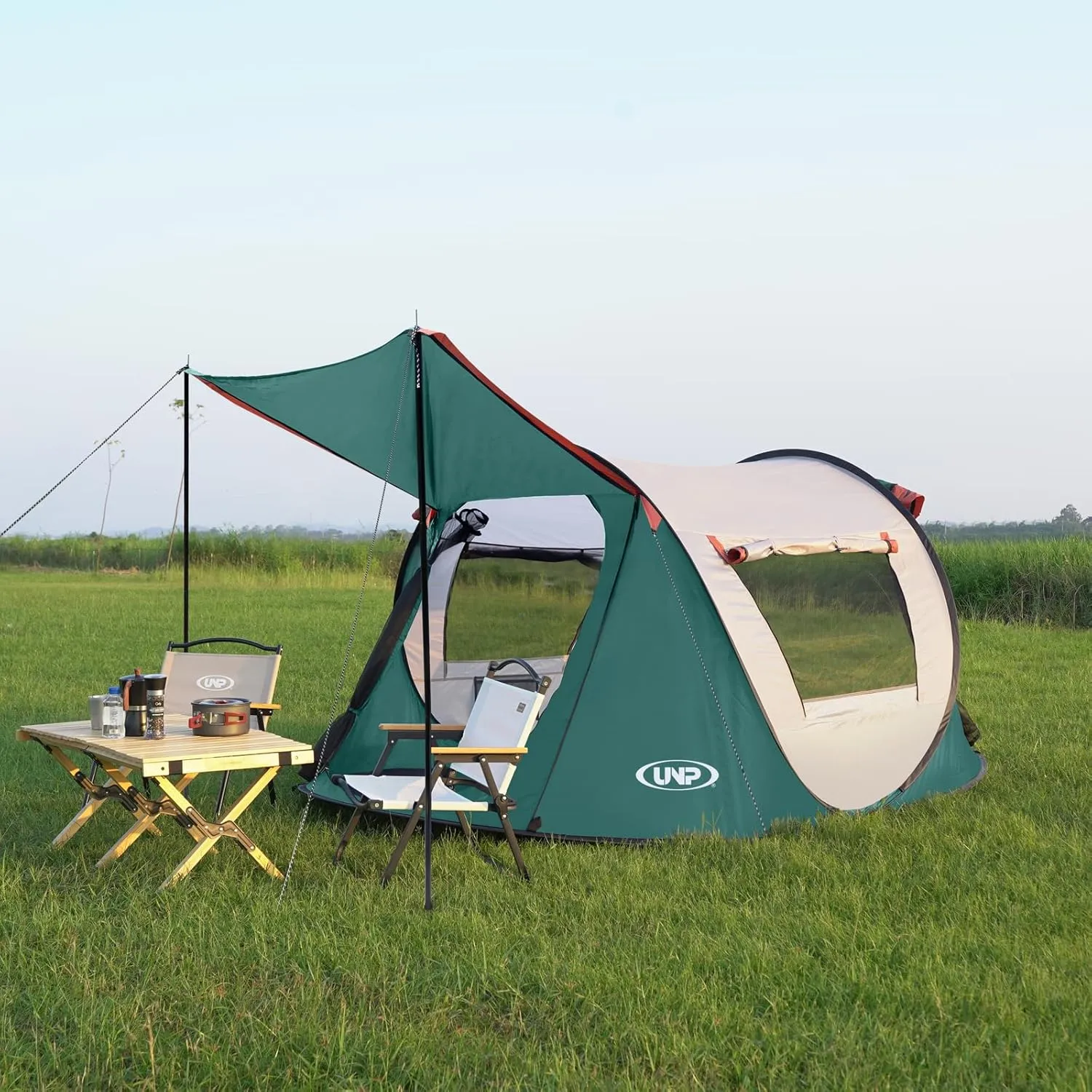 Pop-up Tent, 3 Person Camping Tent, Instant Portable Beach Tent, Easy Pop Up Shade Tents 2 Doors for Camping Hiking & Traveling with Carrying Bag