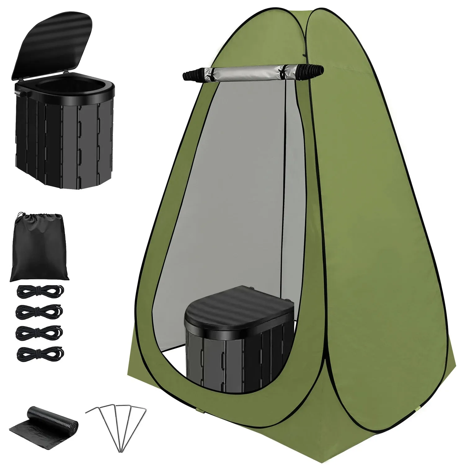 Portable Camping Toilet with Pop Up Privacy Tent and Changing Room