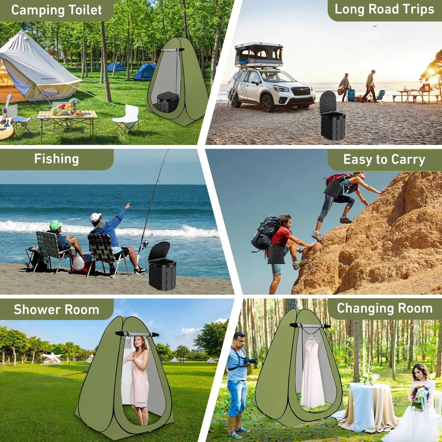 Portable Camping Toilet with Pop Up Privacy Tent and Changing Room