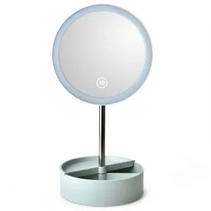 Portable USB/AAA Batteries Powered LED Light Makeup Mirror Countertop Cosmetic Makeup Bathroom Vanity Mirror Travel Desktop Mirrors (Green)
