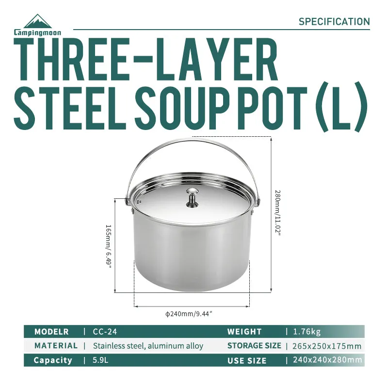Pot 5-star customer support CC-24 Stock Campingmoon High-end design 5.9L