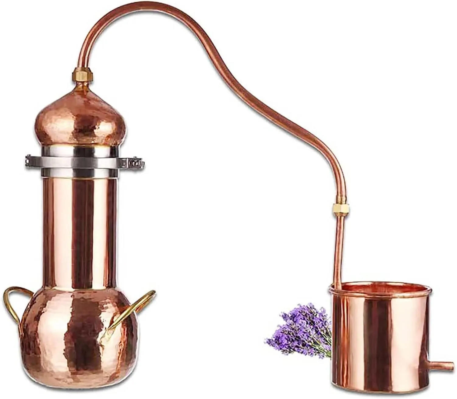 Pure Copper Moonshine Still, Alembic Still, Small Fresh Flower Essential Oil Distiller, Good Thermal Conductivity, Faster Speed, Improved Fragrance, Home Brew Wine Making Kit