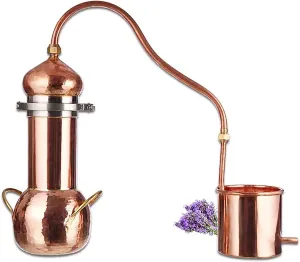 Pure Copper Moonshine Still, Alembic Still, Small Fresh Flower Essential Oil Distiller, Good Thermal Conductivity, Faster Speed, Improved Fragrance, Home Brew Wine Making Kit