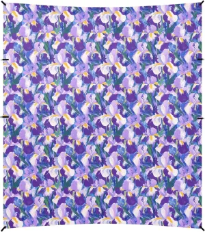 Purple and White Iris Flowers Oil Painting Beach Cabana Tent UPF50 Easy Setup Portable Sunshade with Carrying Bag for Camping Trips, Fishing, Backyard Fun or Picnics