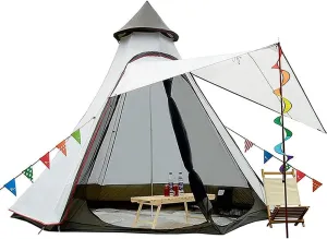 Pyramid Teepee Tent, 6 Person, 3 Season, Waterproof, 360 cm x 300 cm x 240 cm, Camping & Hiking