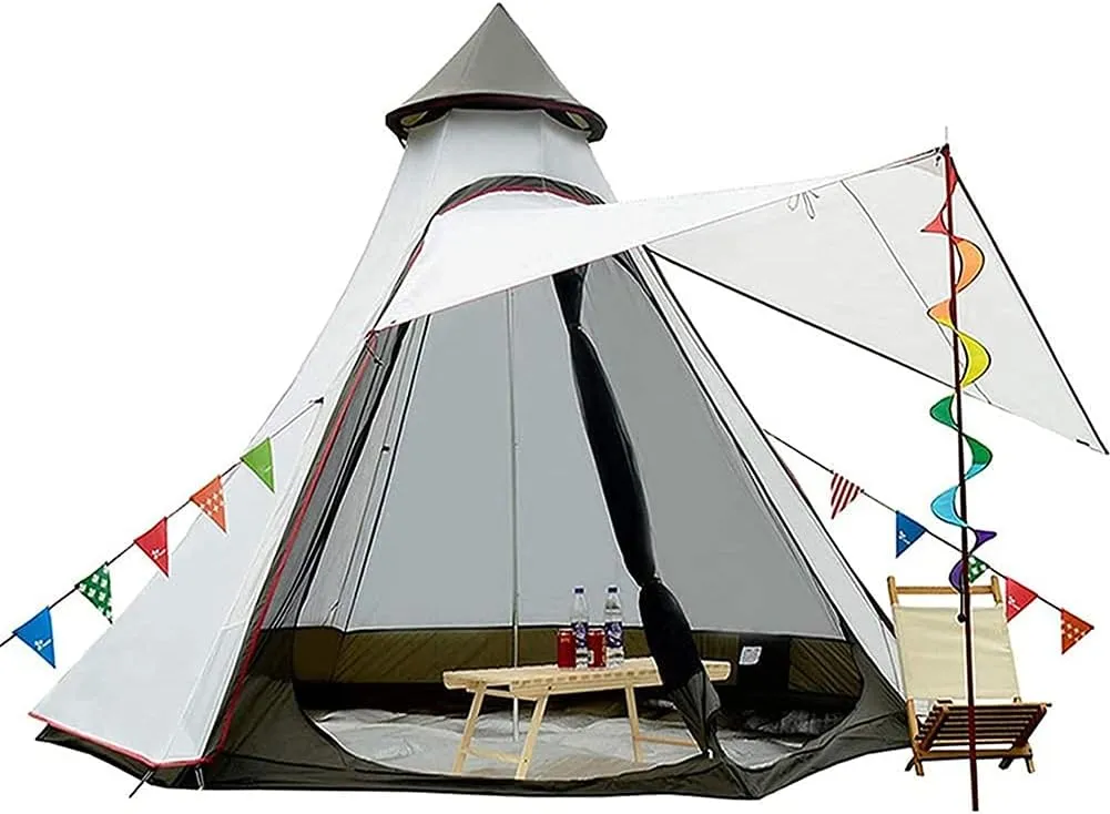 Pyramid Teepee Tent, 6 Person, 3 Season, Waterproof, 360 cm x 300 cm x 240 cm, Camping & Hiking