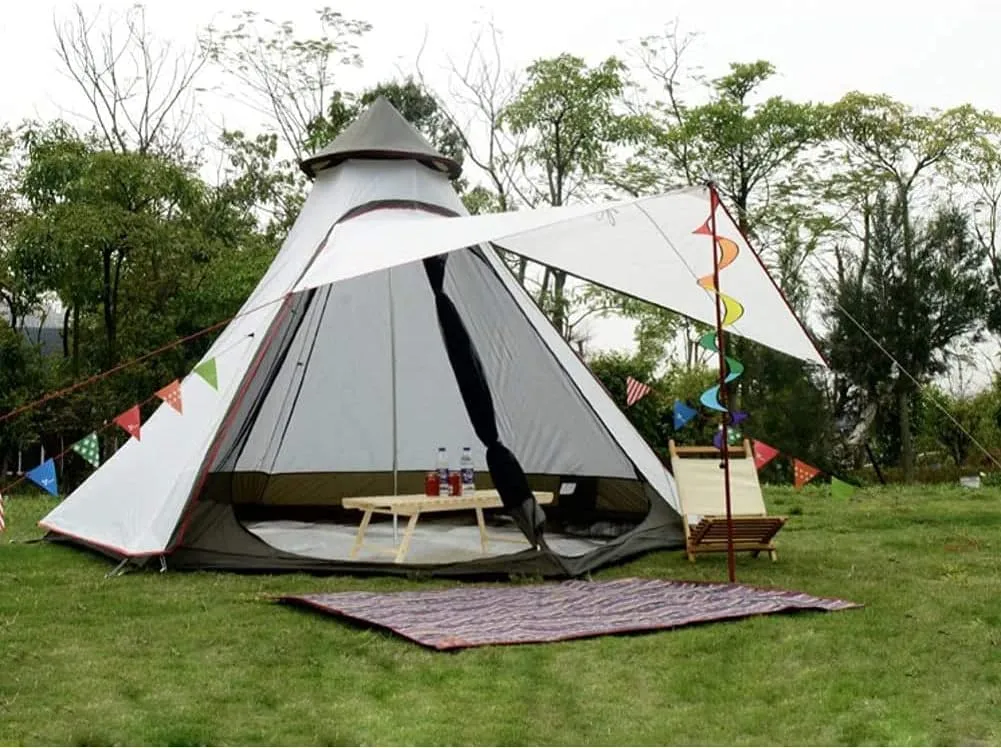 Pyramid Teepee Tent, 6 Person, 3 Season, Waterproof, 360 cm x 300 cm x 240 cm, Camping & Hiking