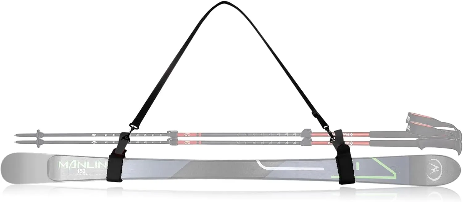 QOGIR Ski Strap and Pole Carrier: Adjustable Cushioned Shoulder Sling for Easy Transport, Ski Gear &Snowboard Carrying System