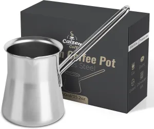 Quality Turkish Coffee Pot - Turkish Coffee Maker, Chai Pot, Arabic Coffee Pot, Briki Greek Coffee Pot, Greek Briki, Turkish Coffee Cezve, Turkish Coffee Pot Ibrik (15oz)