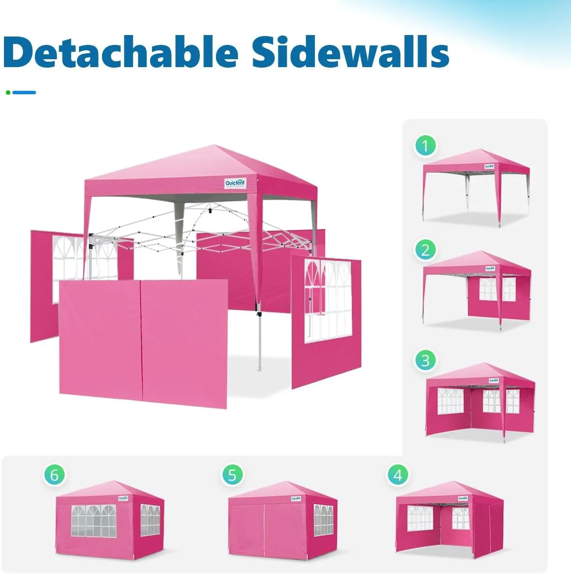 Quictent Easy Pop up Canopy Tent 10'x10' with 4 Detachable Window Sidewalls, One Person Setup, Waterproof Outdoor Portable Vendor Event Tent Shelter Enclosed, Wheeled Bag Included