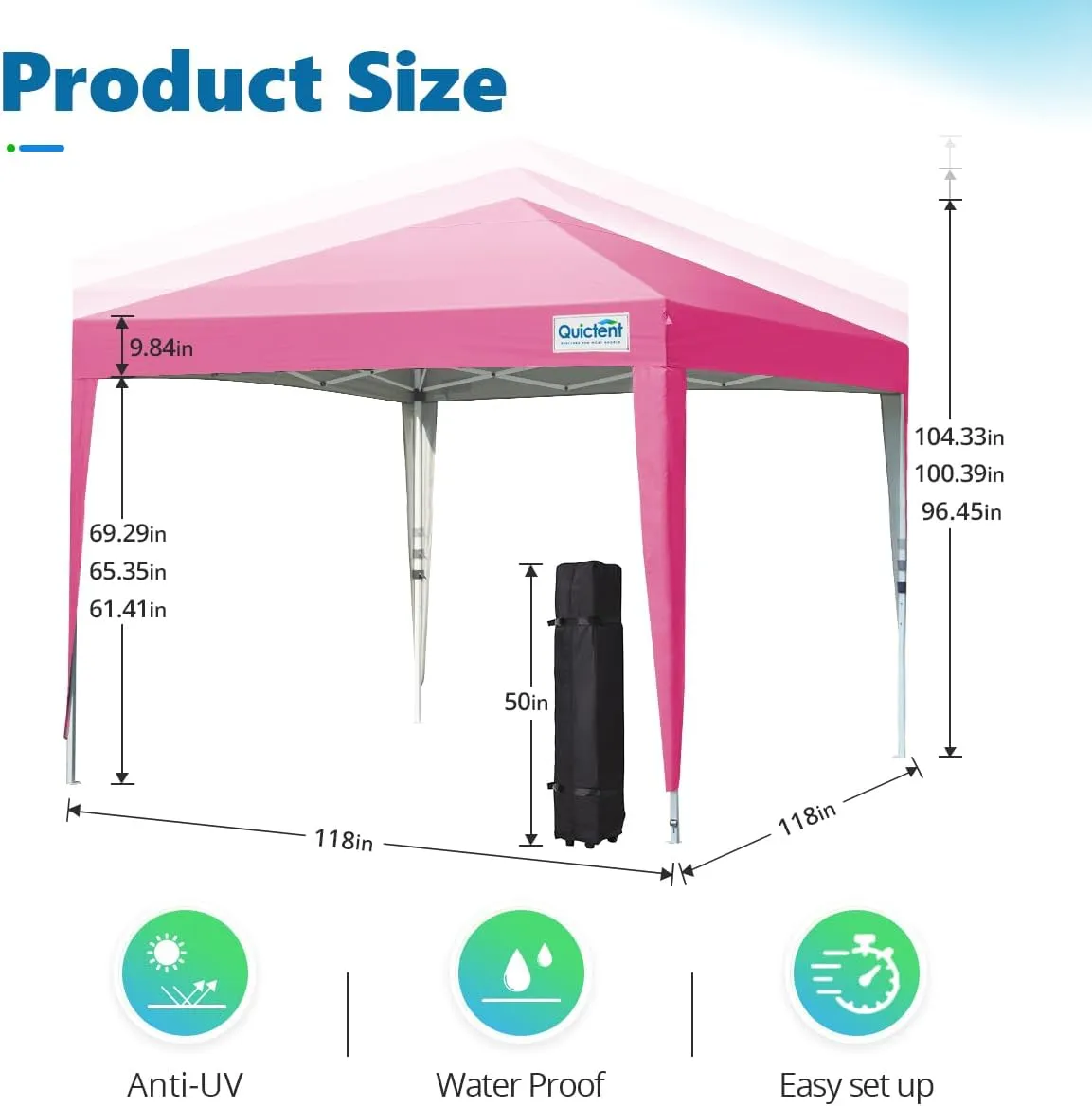 Quictent Easy Pop up Canopy Tent 10'x10' with 4 Detachable Window Sidewalls, One Person Setup, Waterproof Outdoor Portable Vendor Event Tent Shelter Enclosed, Wheeled Bag Included