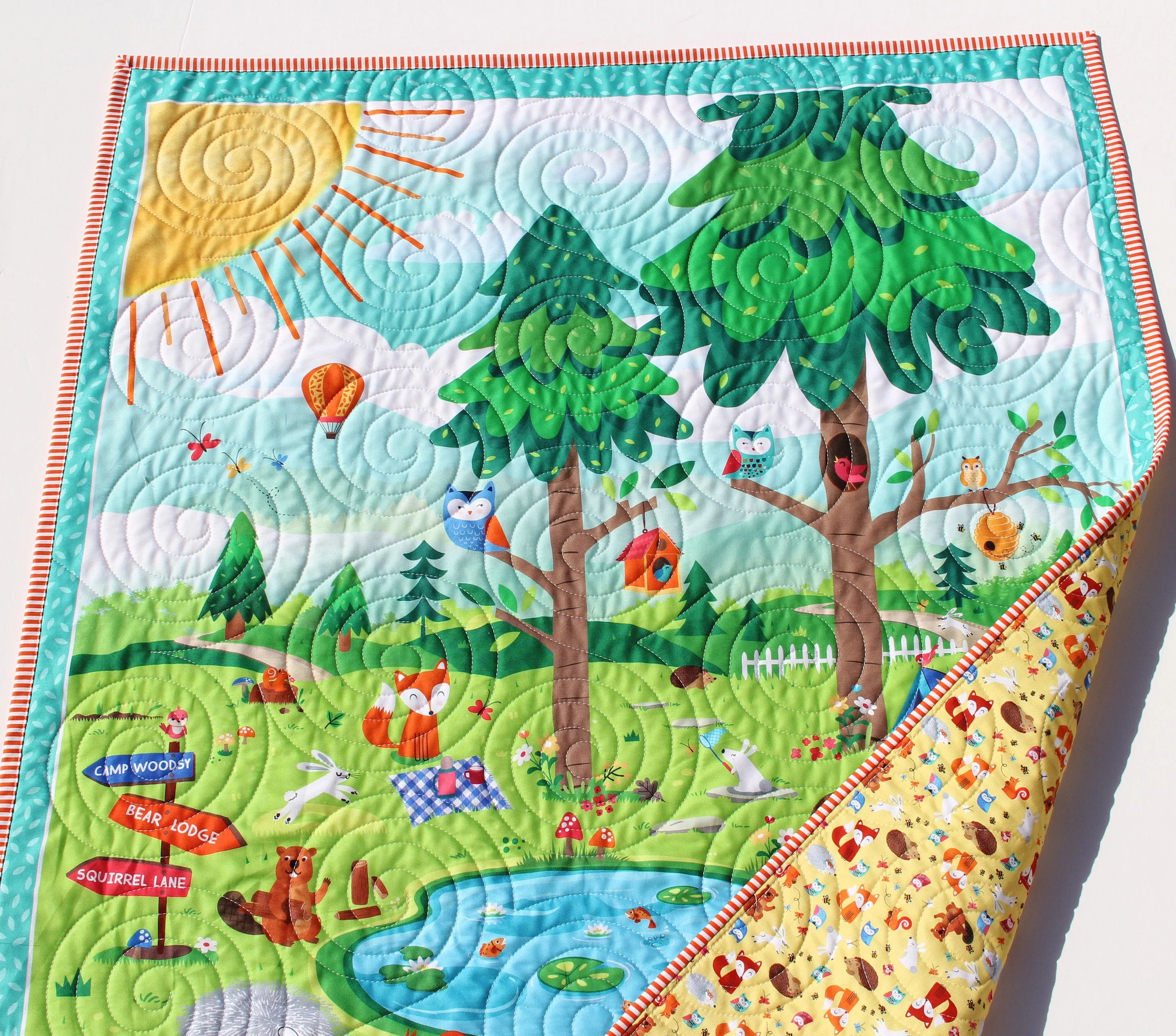Quilt, Woodland Baby Quilt, Nursery Decor, Happy Camper