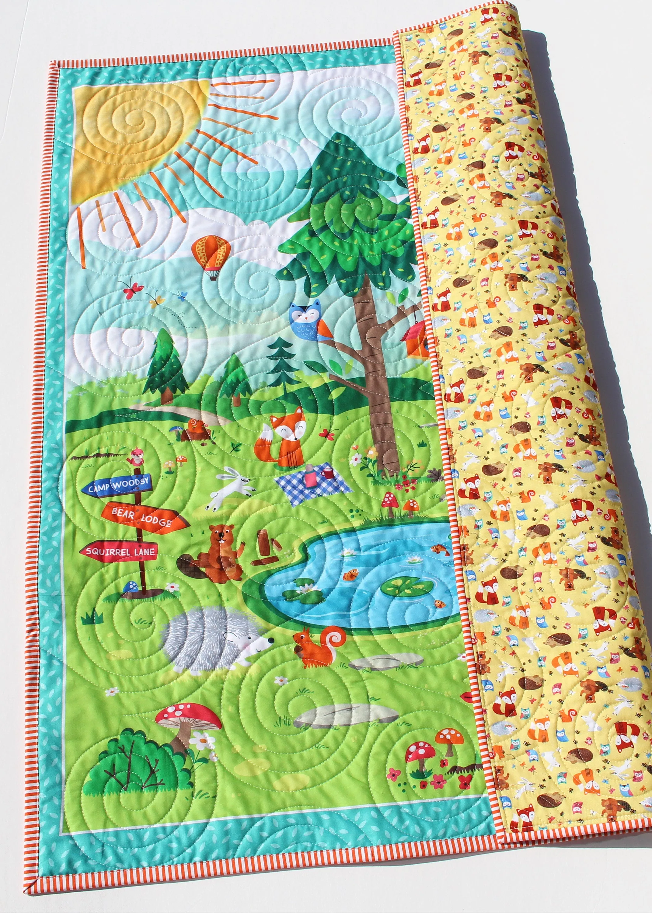 Quilt, Woodland Baby Quilt, Nursery Decor, Happy Camper