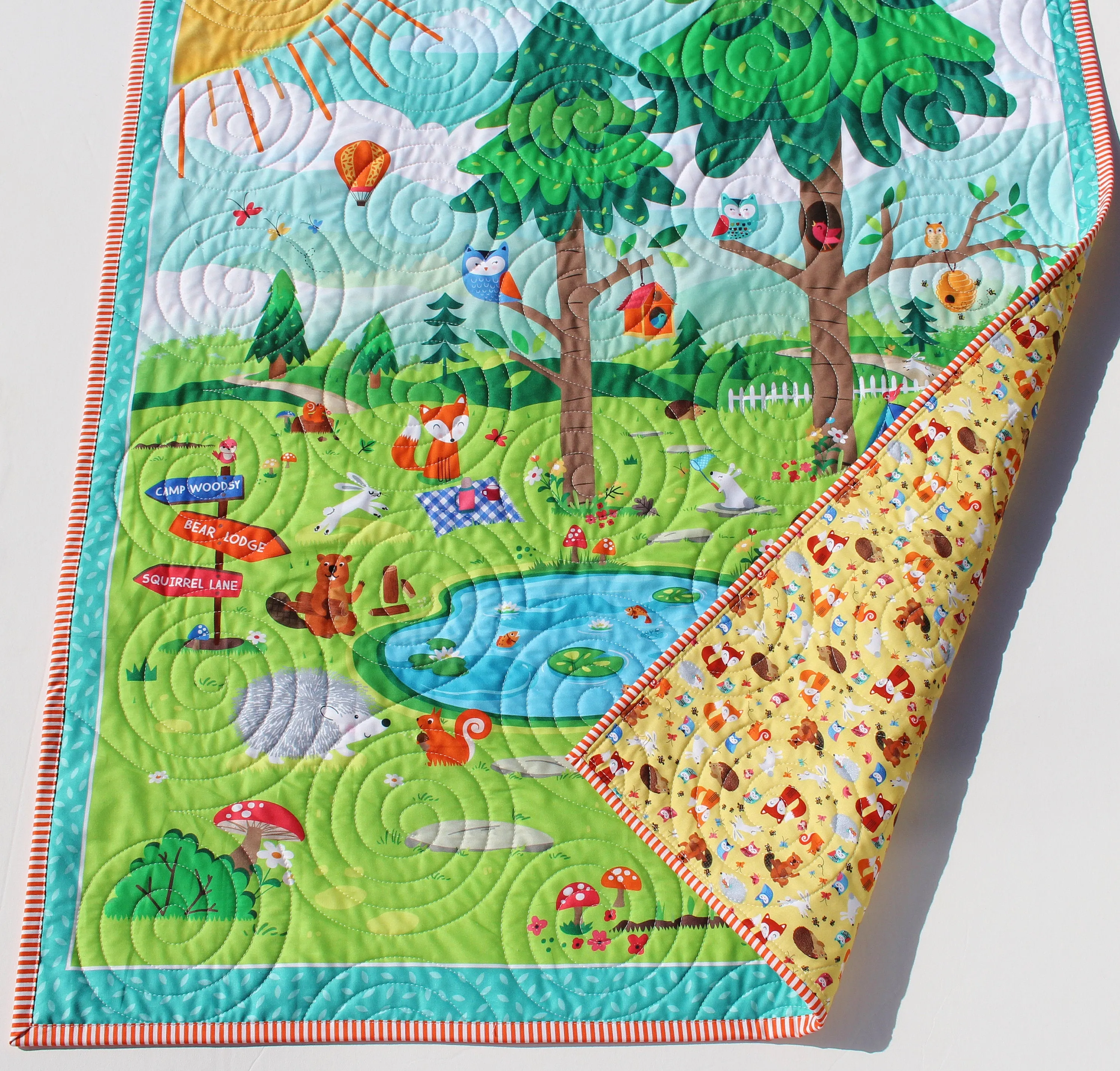 Quilt, Woodland Baby Quilt, Nursery Decor, Happy Camper