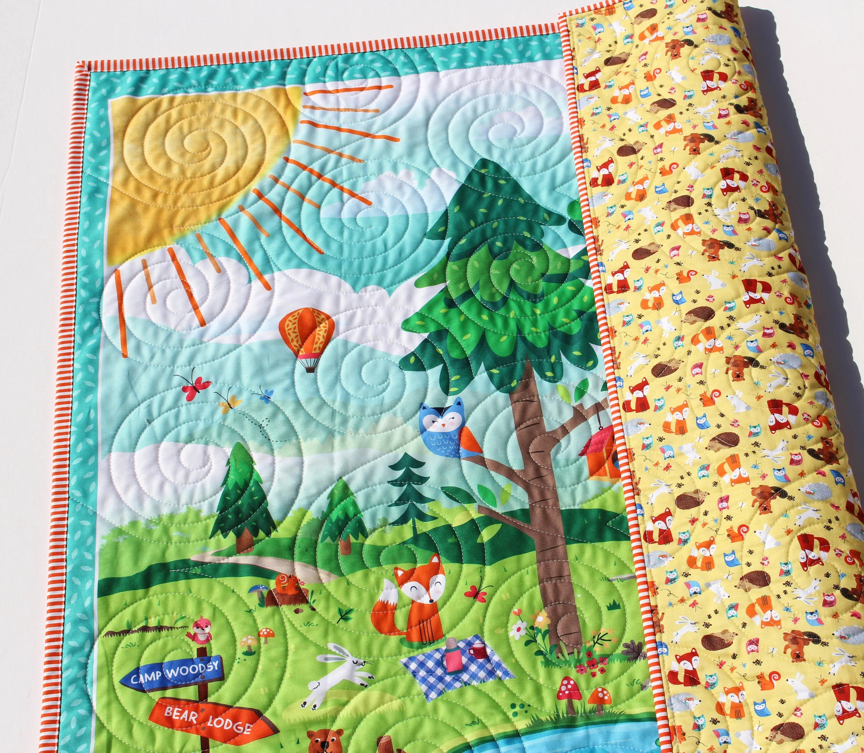 Quilt, Woodland Baby Quilt, Nursery Decor, Happy Camper
