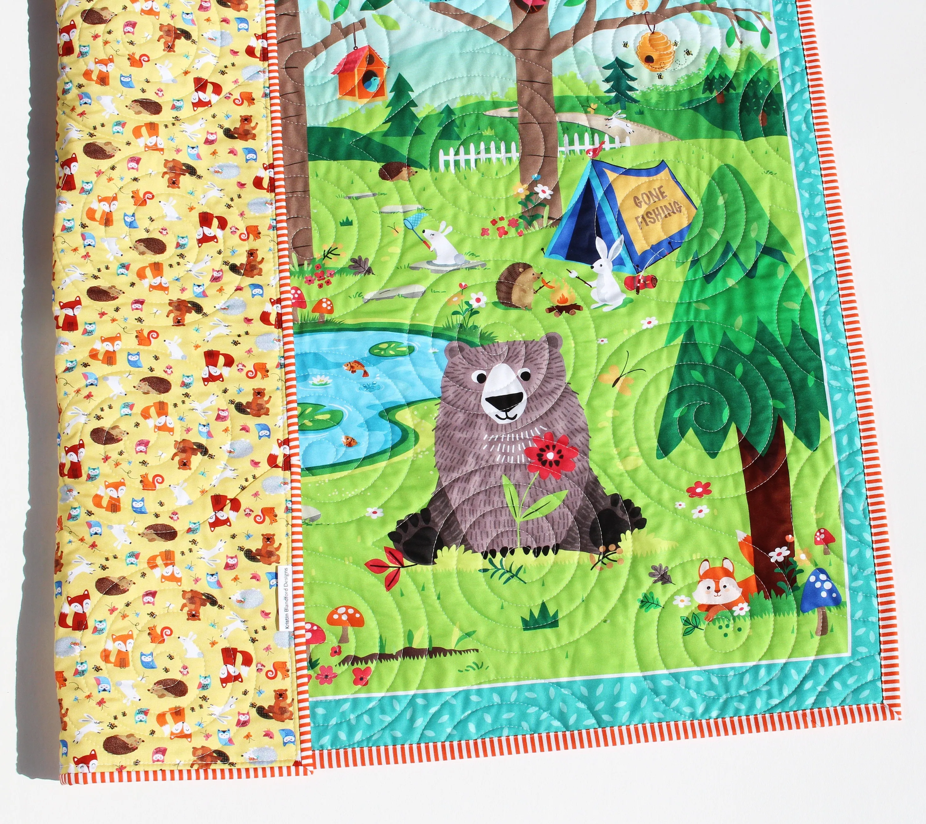 Quilt, Woodland Baby Quilt, Nursery Decor, Happy Camper