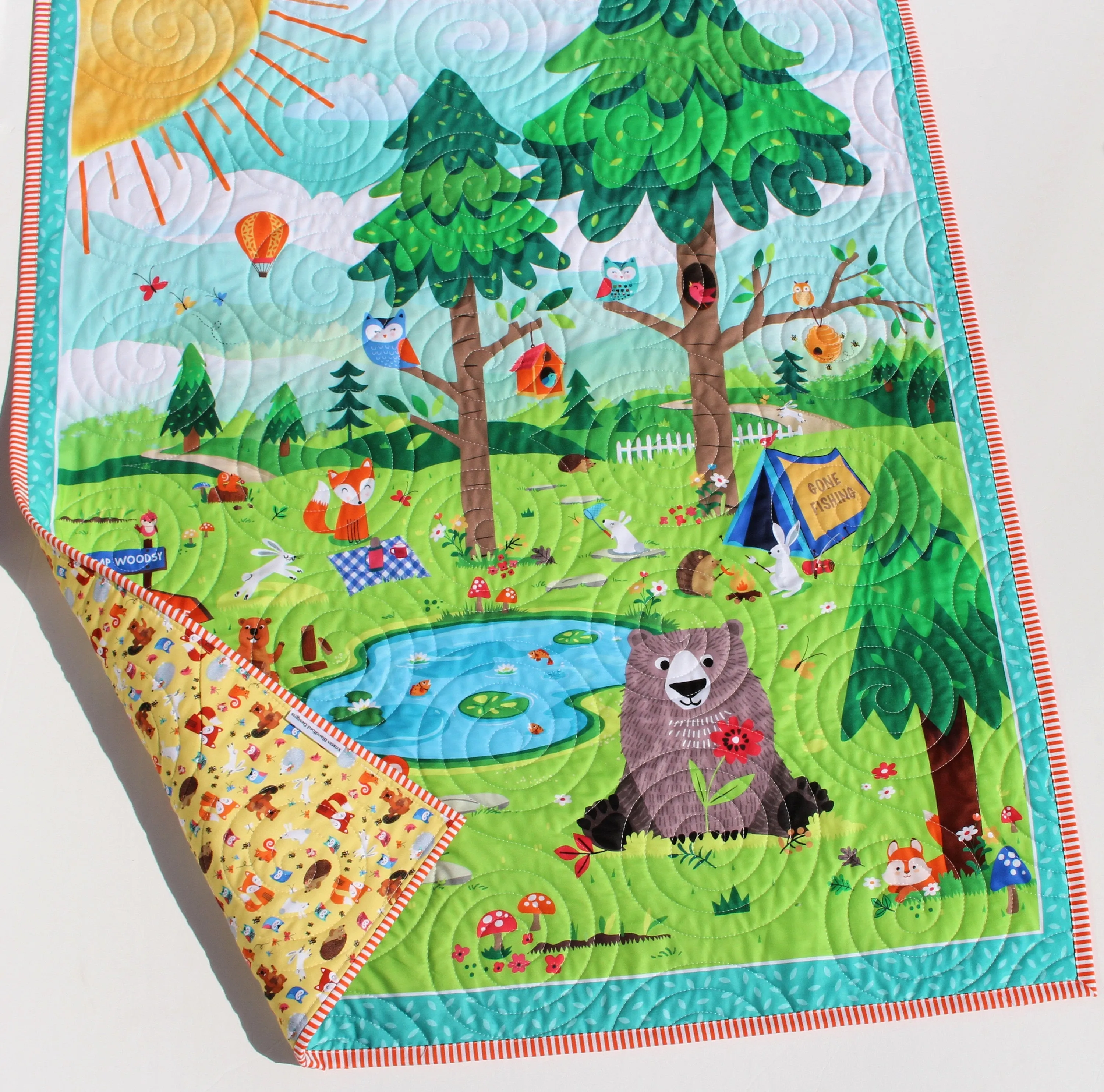 Quilt, Woodland Baby Quilt, Nursery Decor, Happy Camper
