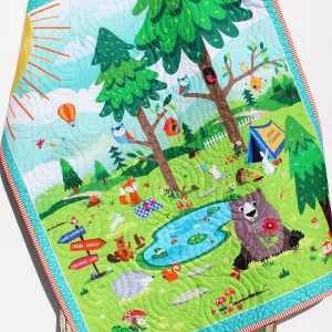 Quilt, Woodland Baby Quilt, Nursery Decor, Happy Camper