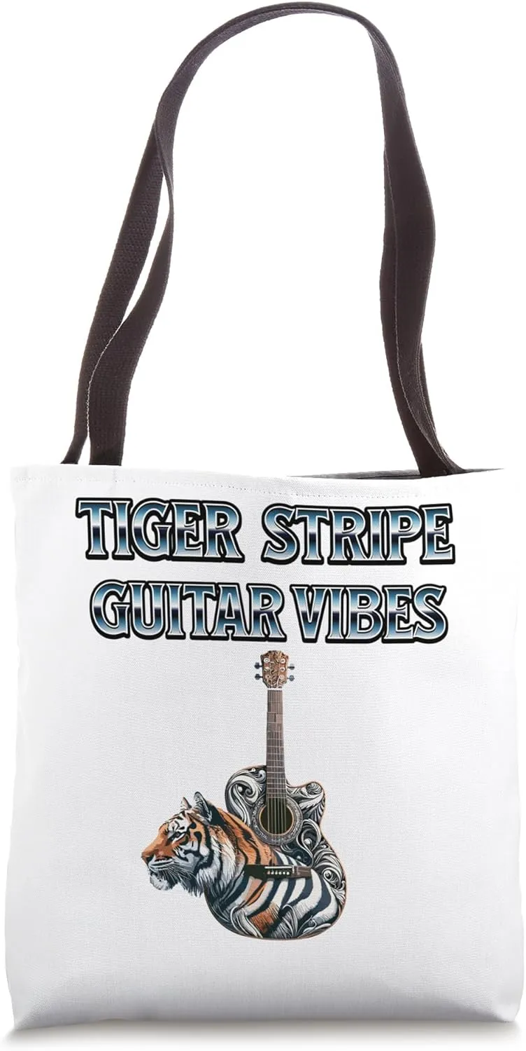 "Wild Rhythm: Tiger Stripe & Guitar Fusion Rockist Tote Bag