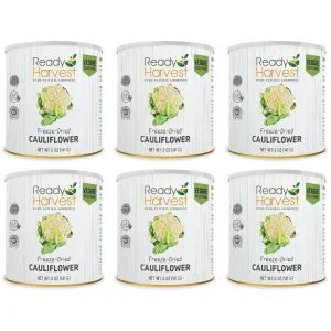 Ready Harvest Freeze-Dried Whole Foods for Emergency Food Storage, Camping Supplies, and Survival Kits | Sealed Fresh in #10 Can | 25-Year Shelf Life | 6 Cans | Cauliflower