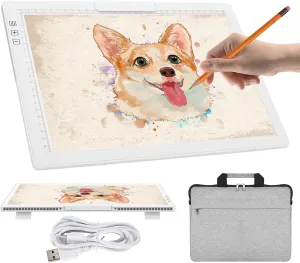 Rechargeable A4 Light Box with Carry Bag, Innovative Stand/Top Clip, iVAOOZE Wireless Light Pad for Cricut Weeding Vinyl, Diamond Painting, Drawing Crafting Light Board for Tracing, Sketching (White)