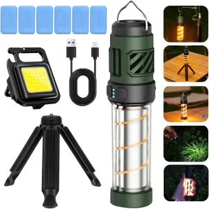 Rechargeable Camping Light, Two Lighting(Front Spotlight/ambience Light), 5 Light adjustments, Portable LED Tent Light with Tripod Stand, Hurricane Must Haves for Home, Outdoor,Hiking