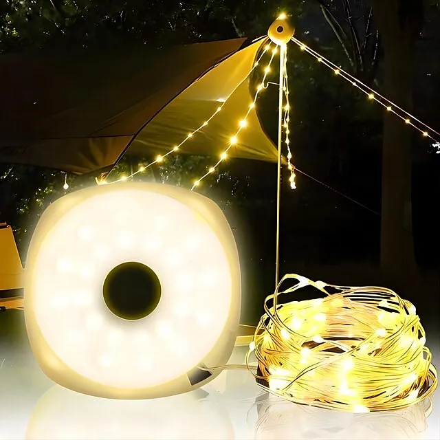 Rechargeable LED Camping Lamp Strip String Lights Atmosphere  Waterproof Recyclable Light Belt Outdoor Garden Decoration Lamp for Tent Room