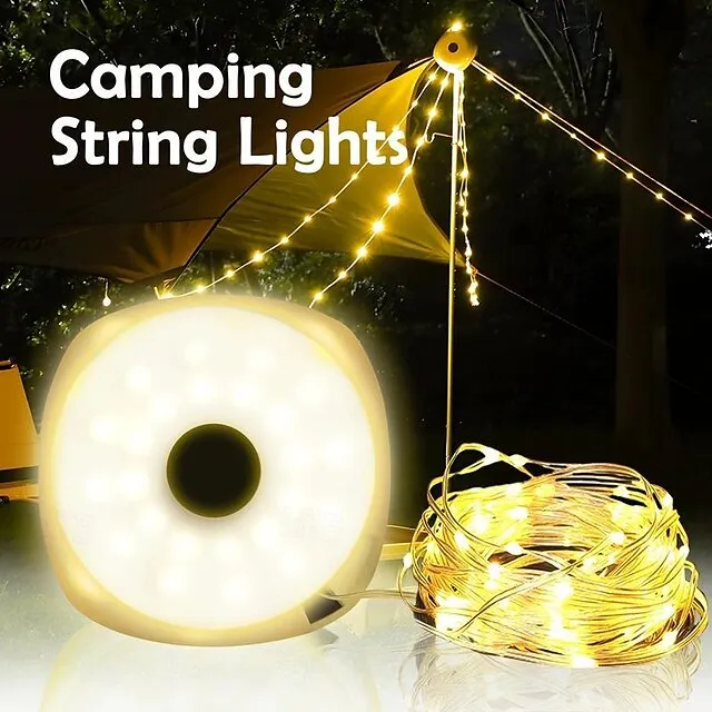 Rechargeable LED Camping Lamp Strip String Lights Atmosphere  Waterproof Recyclable Light Belt Outdoor Garden Decoration Lamp for Tent Room