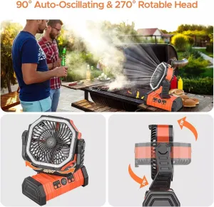 Rechargeable Portable Camping Fan - Ceiling Fan with Light and Remote Control