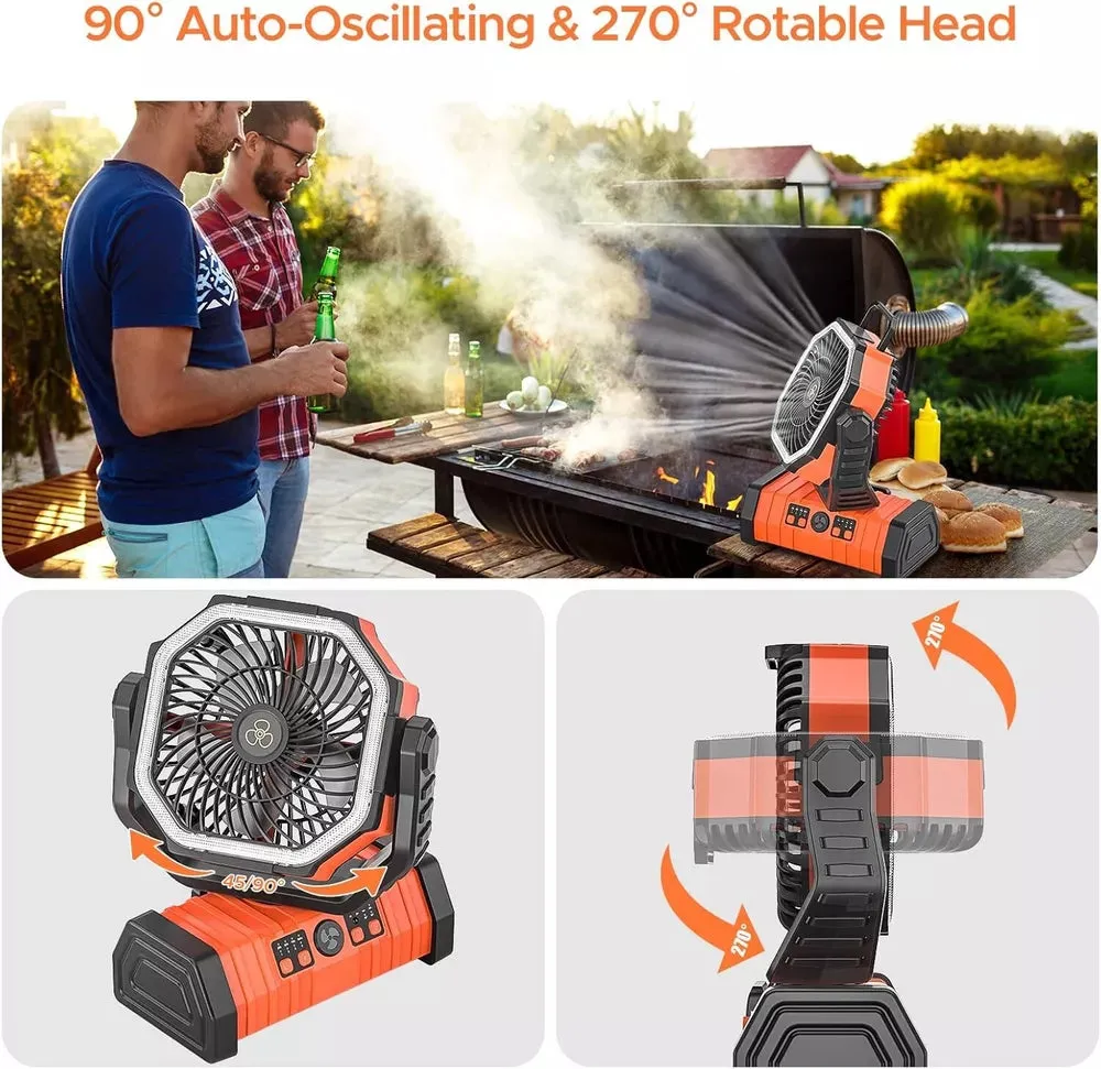 Rechargeable Portable Camping Fan - Ceiling Fan with Light and Remote Control