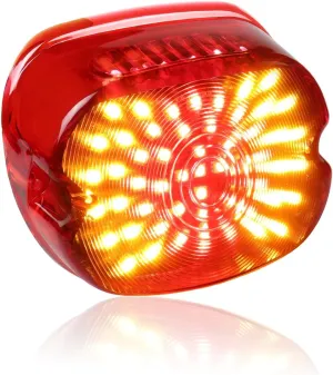 Red Motorcycle LED Tail Lights Lay Back Brake Taillights Integrated Turn Signals Tail Lamp for Harley Dyna Low Rider S Sportster Road King Fatboy XL1200 Low 1200R FXDLI