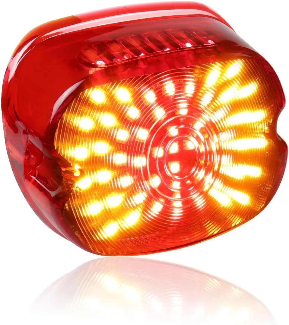 Red Motorcycle LED Tail Lights Lay Back Brake Taillights Integrated Turn Signals Tail Lamp for Harley Dyna Low Rider S Sportster Road King Fatboy XL1200 Low 1200R FXDLI