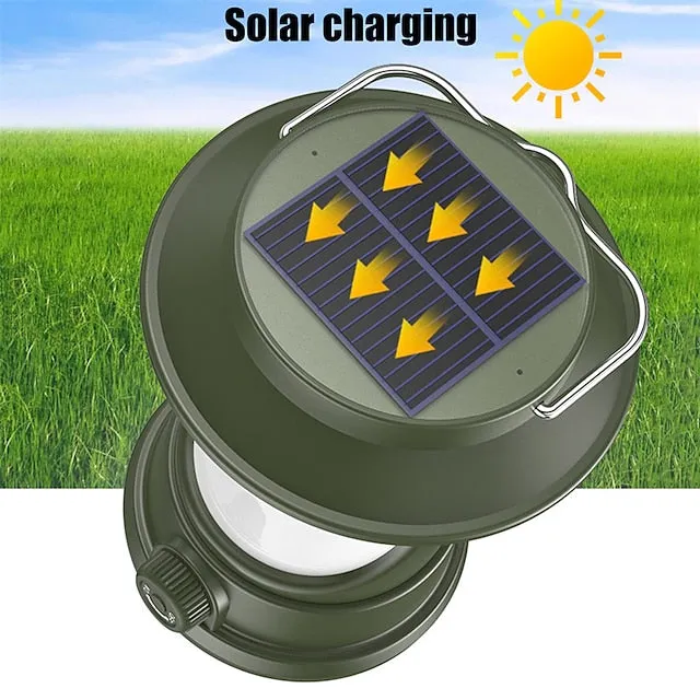 Retro Outdoor Camping Lantern LED Tent Light Type-C USB Solar Charging Waterproof Hiking Travel BBQ Portable Light