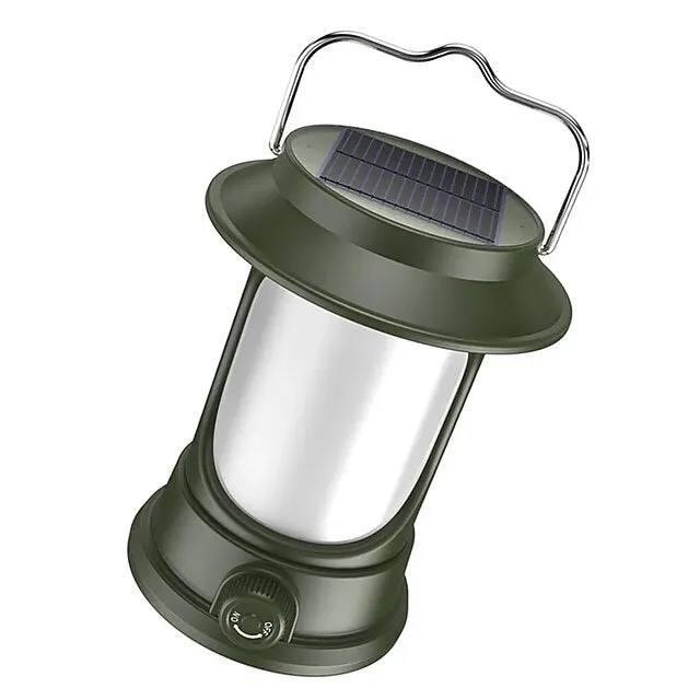 Retro Outdoor Camping Lantern LED Tent Light Type-C USB Solar Charging Waterproof Hiking Travel BBQ Portable Light