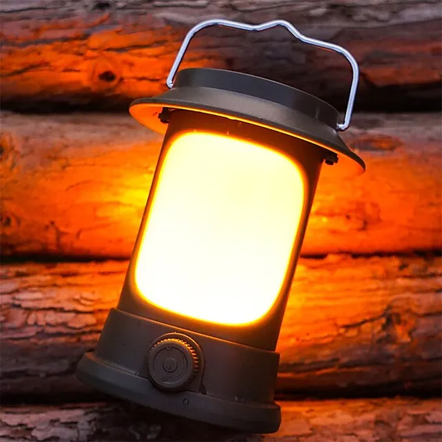 Retro Outdoor Camping Lantern LED Tent Light Type-C USB Solar Charging Waterproof Hiking Travel BBQ Portable Light