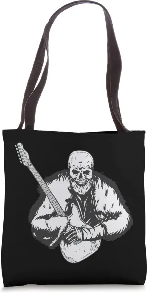 Rock & Roll Skeleton Guitar Player Figurine Music Lover Tote Bag