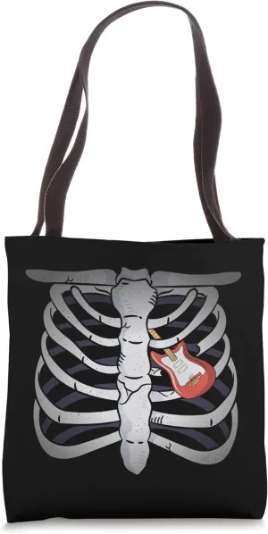 Rock & Roll Skeleton Guitar Player Figurine Music Lover Tote Bag