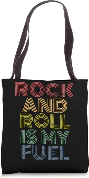 Rock And Roll Is My Fuel retro 70s vintage distressed Tote Bag