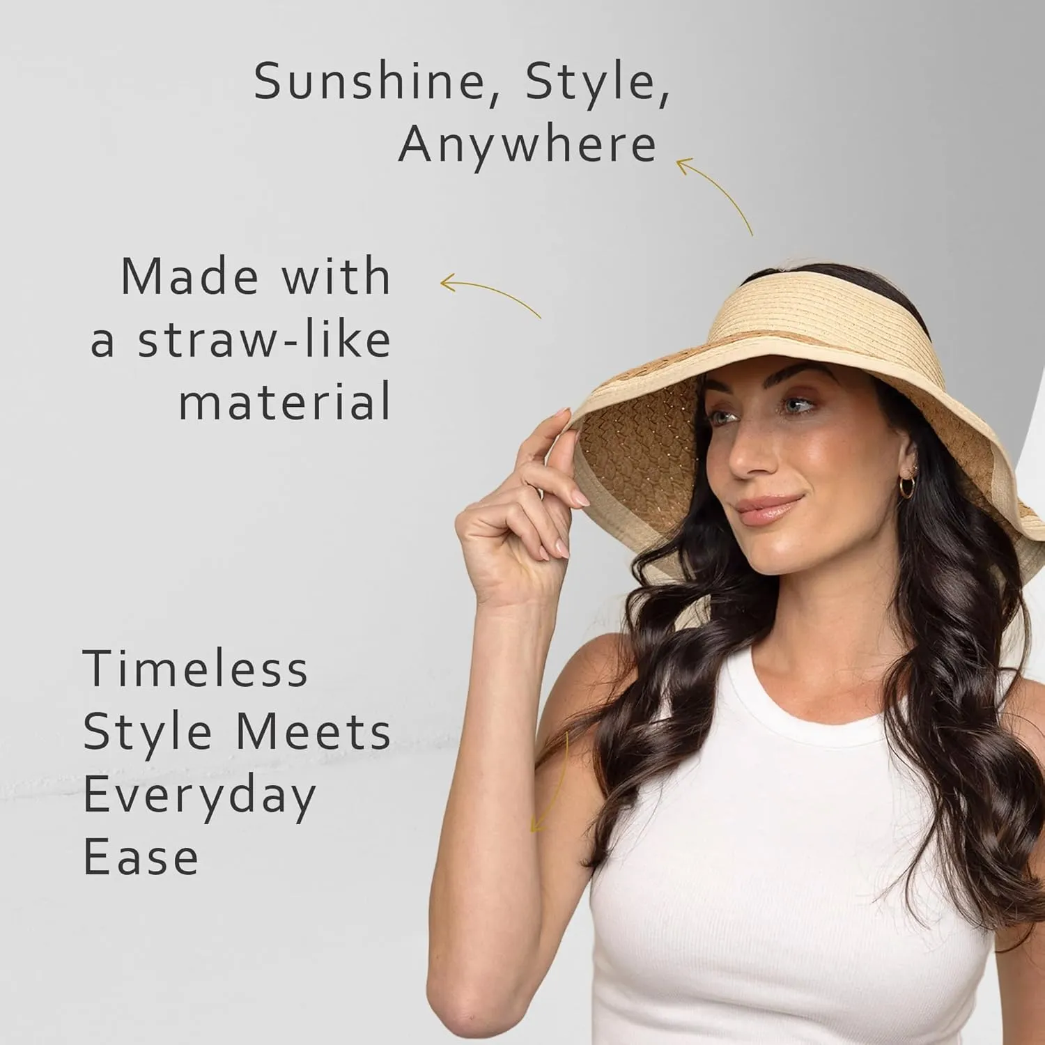 Roll-Up Visor Sun Hat for Women - Stylish, Lightweight Beach Hats for Women, Sun Hats