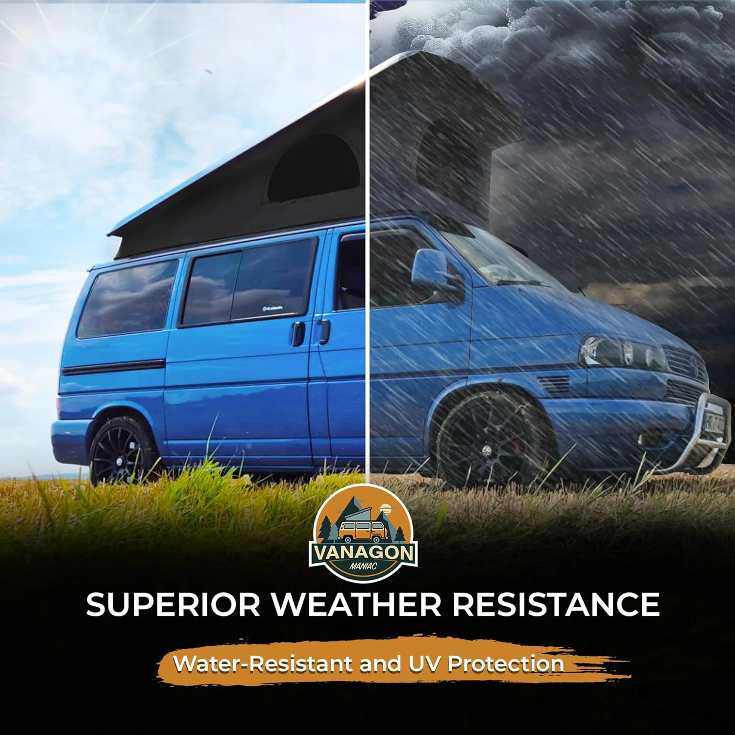 Roof Top Tent Camping 3 Window Roof Tent Pop Top Camper Canvas Compatible with VW T4 Eurovan Weekender Short Wheel Based SWB Camper - 2 Person Rooftop Tents