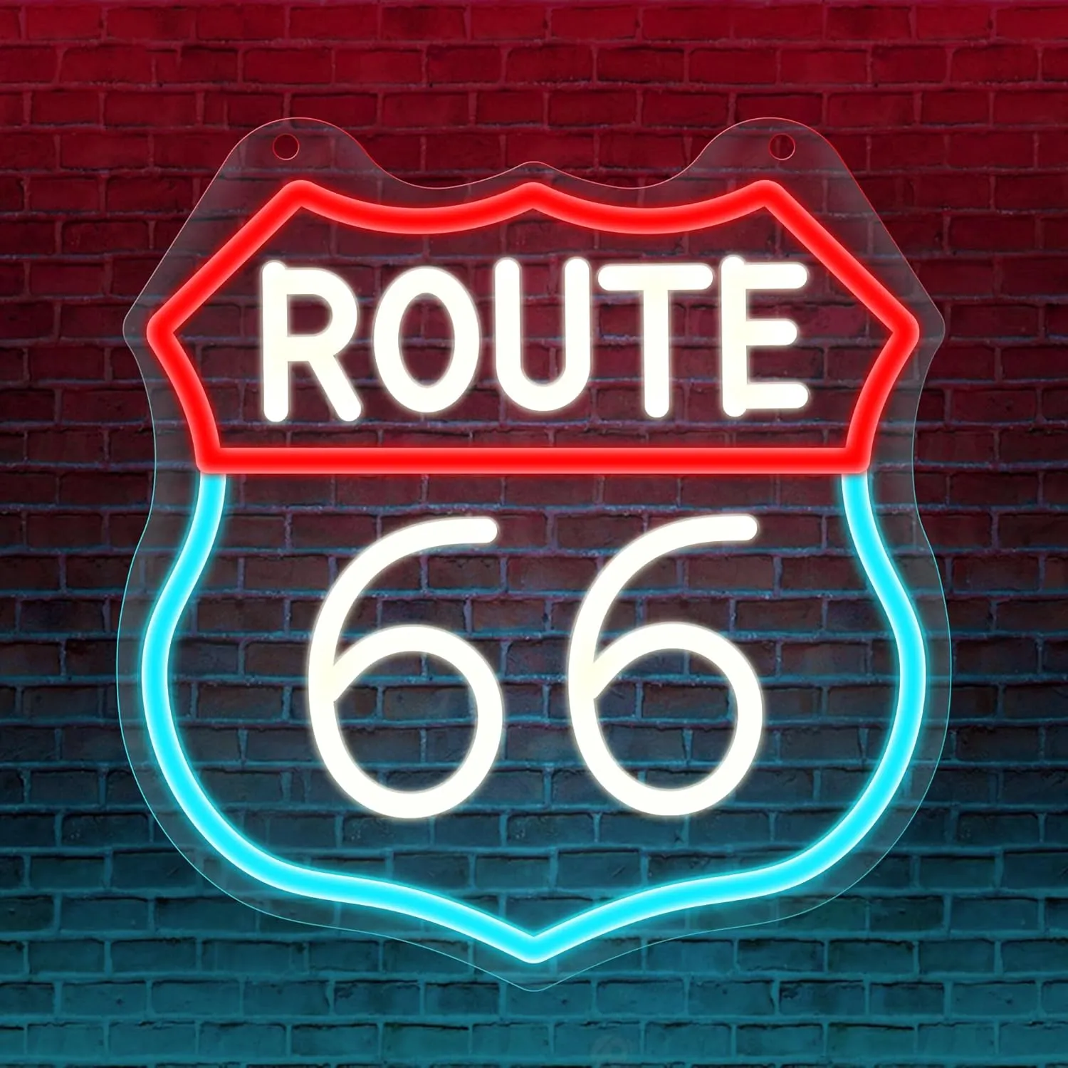 Route 66 Neon Sign Lampeez Wall Decor American Highway Main Street of America Road, LED Night Light for Room Decor, Party Birthday Gifts Neon Lights Man Cave Living Room Garage