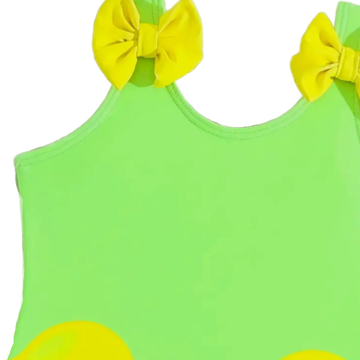 Rubber Duck 1pc Size 4/5 Swimwear Bowknot Ruffled Bathing Swimsuit Neon Green