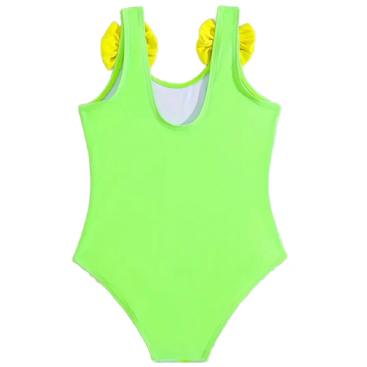 Rubber Duck 1pc Size 4/5 Swimwear Bowknot Ruffled Bathing Swimsuit Neon Green