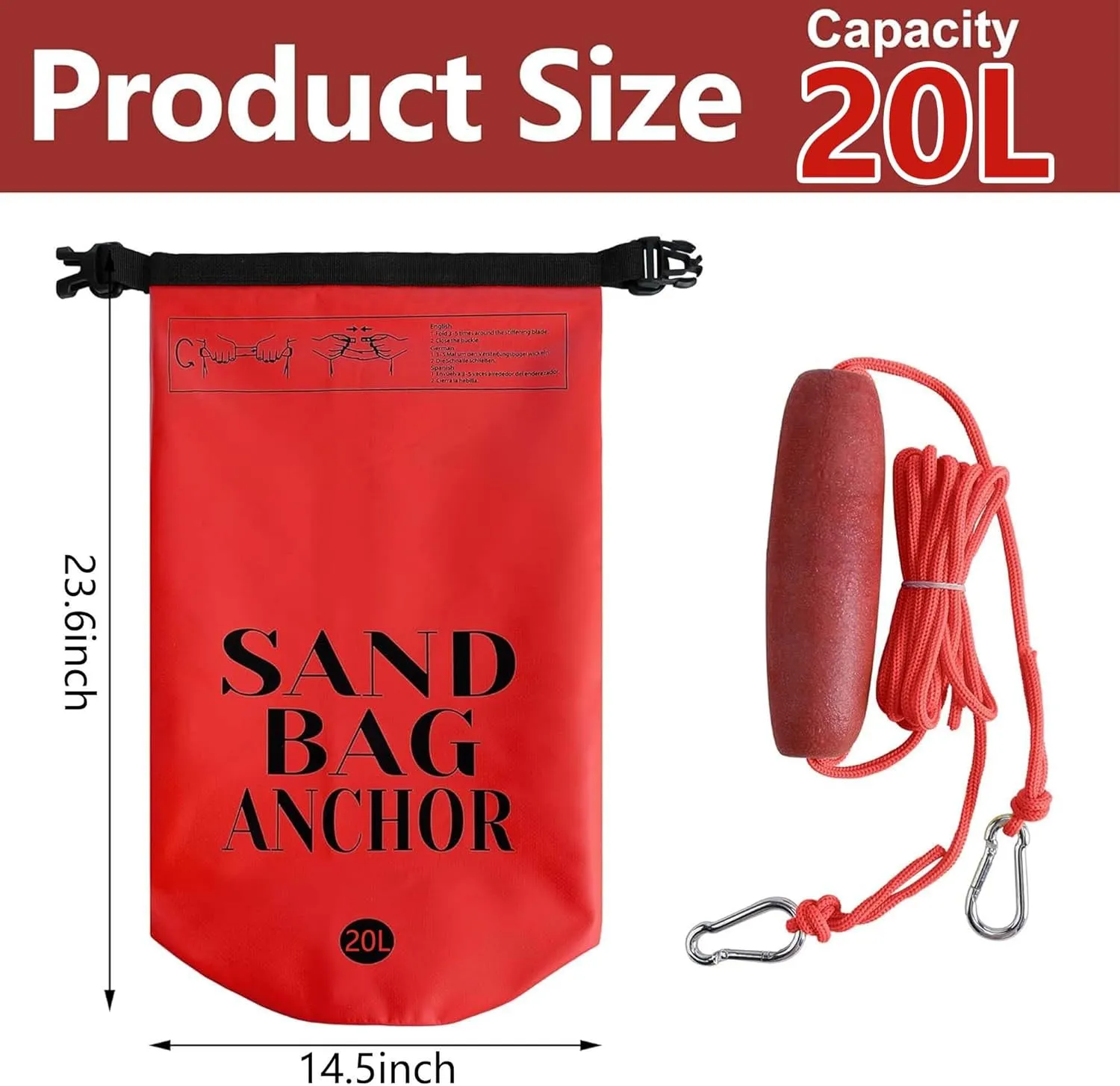 RunNico 500D Sand Anchor for Small Boats,2 in 1 PWC Jet Ski Anchor Kit with Adjustable Buoy,Waterproof Dry Bag for Jet Ski, Kayak, Boat, Watercraft and Canoe